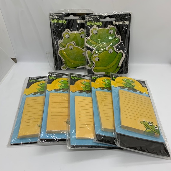 Magnet Note Pads & Magnetic Clip Lot B.O.P. Whimsy FROGS - Picture 1 of 5